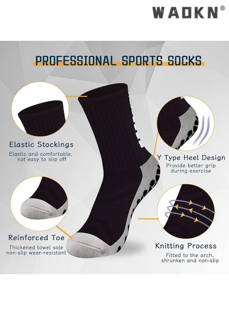 WAOKN 3 Pairs of Anti-Slip Breathable Sports Socks, Men's & Women's Anti-Blister Running Training Socks, Specialized for Basketball, Football, Walking, Hiking, Rugby, with Thickened Cushion and Enhanced Grip  - Image 2