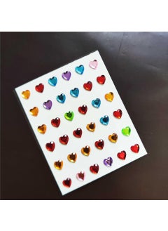 Iridescent Heart Gemstone Crystal Sticker Craft 36 PCs 8mm | Mixed color