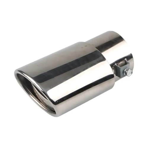 Dartler Car Exhaust Tail Muffler Tip Show Pipe 60mm, Curved Oval, Stainless Steel Universal Fit (Chrome, Chrome Straight) - Image 1