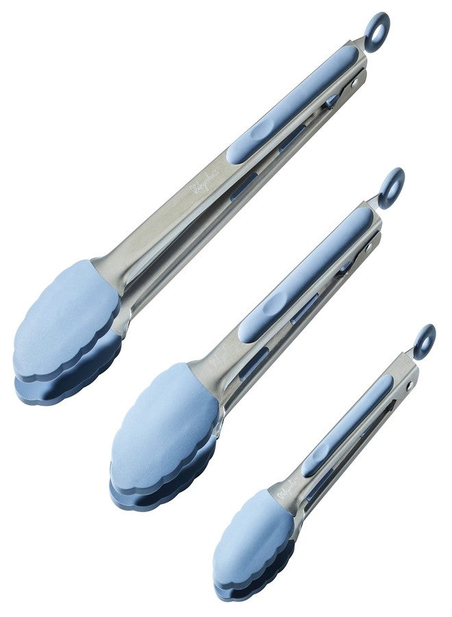 Ayesha Curry Tools and Gadgets Locking Tongs Kitchen Utensil Set, 3 Piece, Anchor Blue - Image 2
