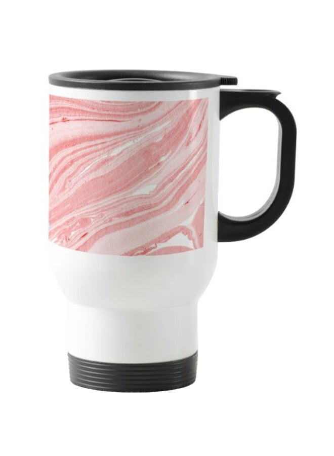 Flamingo Printed Travel Mug White/Pink 13centimeter