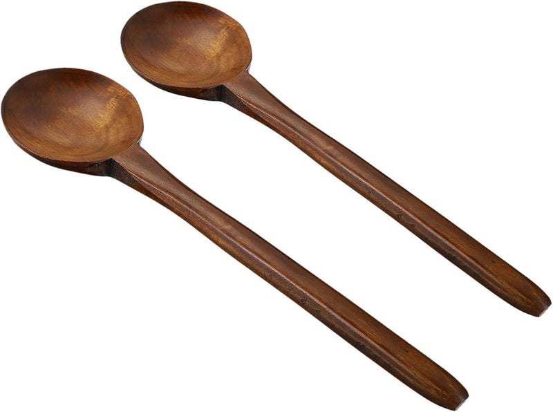 ABOOFAN 2pcs Long Handle Wooden Soup Ladles Kitchen Cooking Spoons Natural Wood Scoop Spoon for Asian Noodle Soups and Ramen Bowls - Image 1