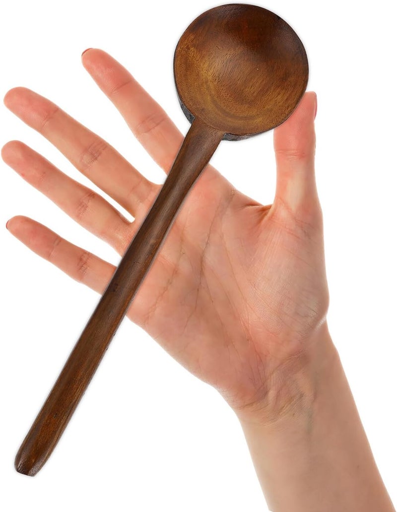 ABOOFAN 2pcs Long Handle Wooden Soup Ladles Kitchen Cooking Spoons Natural Wood Scoop Spoon for Asian Noodle Soups and Ramen Bowls - Image 4