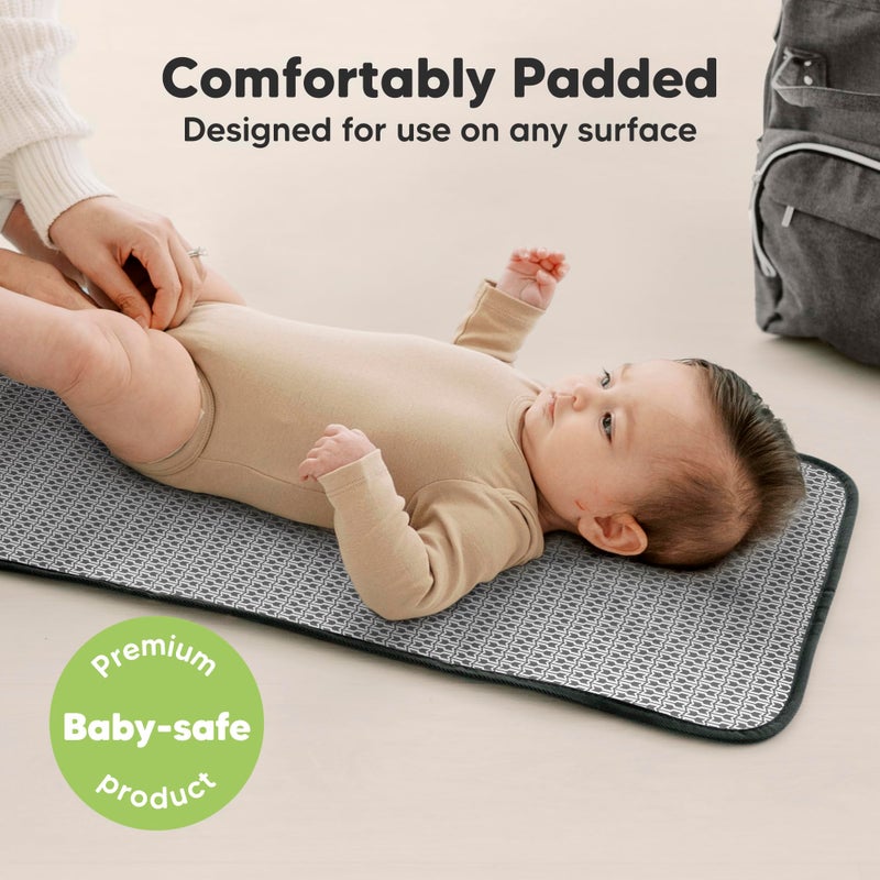 KeaBabies Portable Diaper Changing Pad, Easy Wipe Clean - Foldable Waterproof Baby Changing Mat for Diaper Bag, Compact, Lightweight, 25x13 Newborn, Infant, Baby Changer Travel Essential (Black Geo) - Image 5