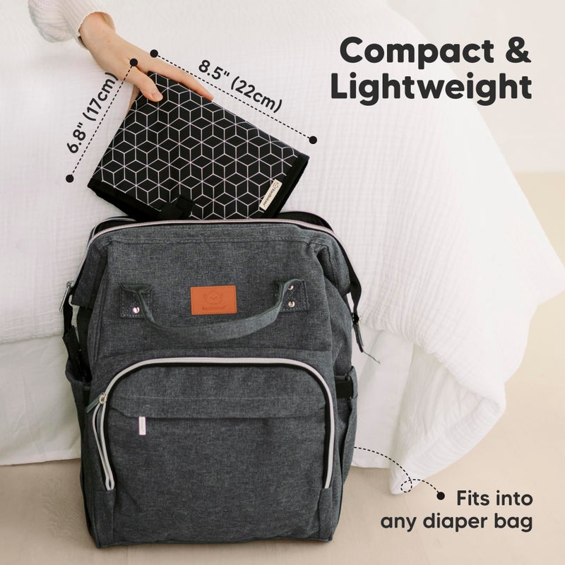 KeaBabies Portable Diaper Changing Pad, Easy Wipe Clean - Foldable Waterproof Baby Changing Mat for Diaper Bag, Compact, Lightweight, 25x13 Newborn, Infant, Baby Changer Travel Essential (Black Geo) - Image 2