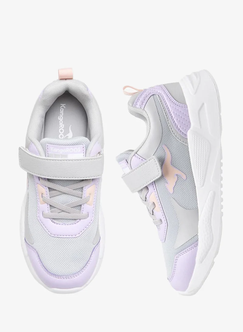 kangaROOS GREY Girls' Logo Detail Sports Shoes with Hook and Loop Closure for Women | Best Price UAE
