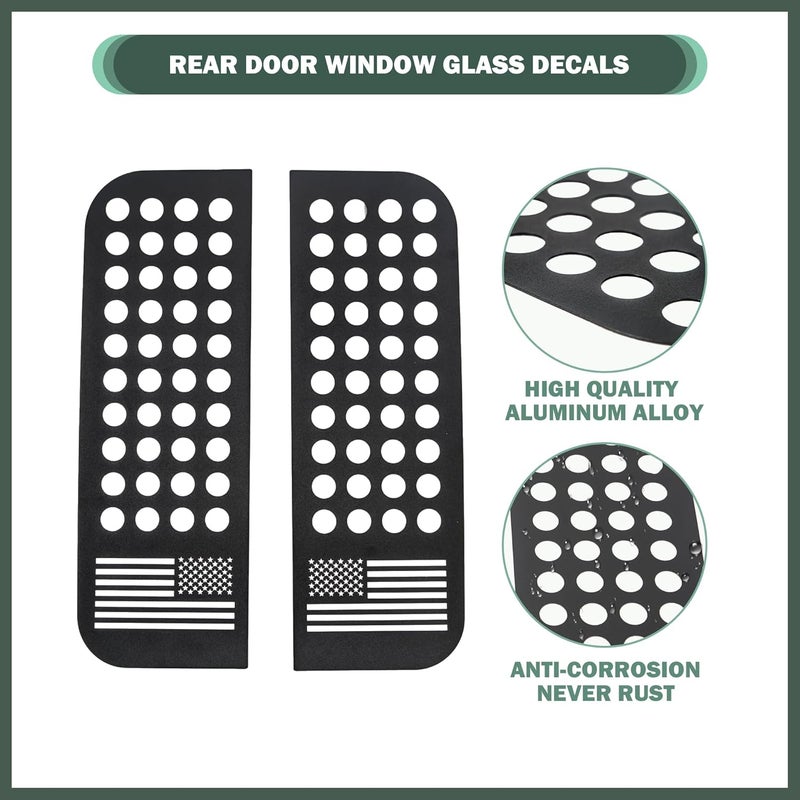 Phamyor Rear Door Window Glass Decals for 2018-2023 Jeep Wrangler JL JLU & Gladiator JT - 2PCS, Black with US Flag - Image 2