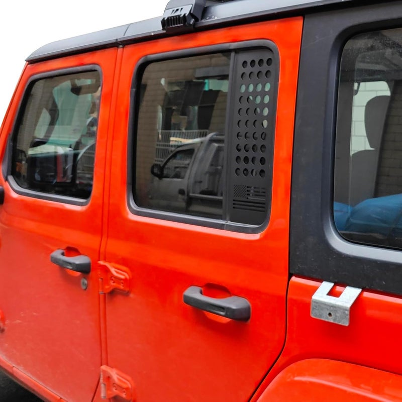 Phamyor Rear Door Window Glass Decals for 2018-2023 Jeep Wrangler JL JLU & Gladiator JT - 2PCS, Black with US Flag - Image 5