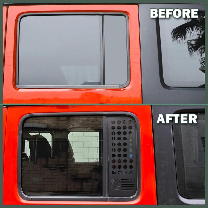 Phamyor Rear Door Window Glass Decals for 2018-2023 Jeep Wrangler JL JLU & Gladiator JT - 2PCS, Black with US Flag - Image 4