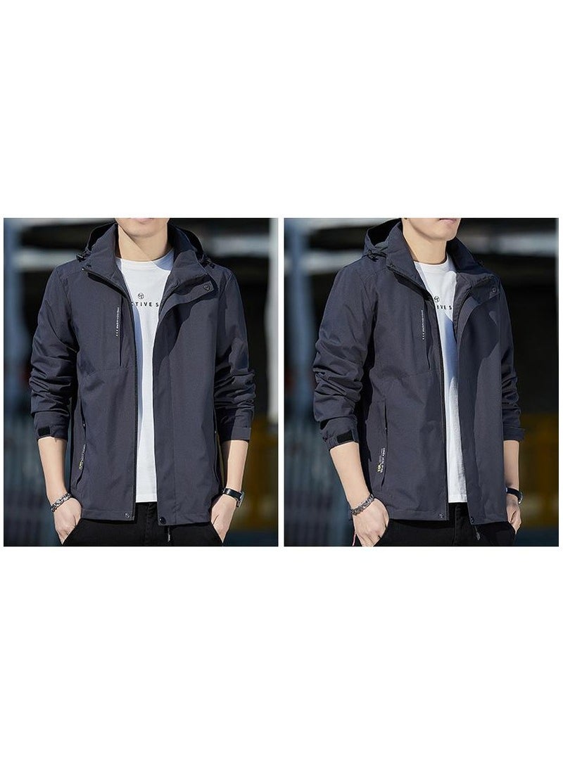 Fashionable Men's Simple Windproof And Waterproof Casual Hooded Jacket  - Image 3