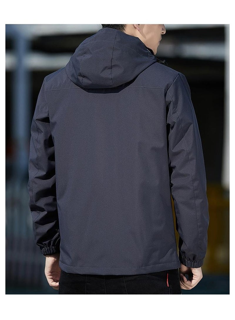 Fashionable Men's Simple Windproof And Waterproof Casual Hooded Jacket  - Image 2