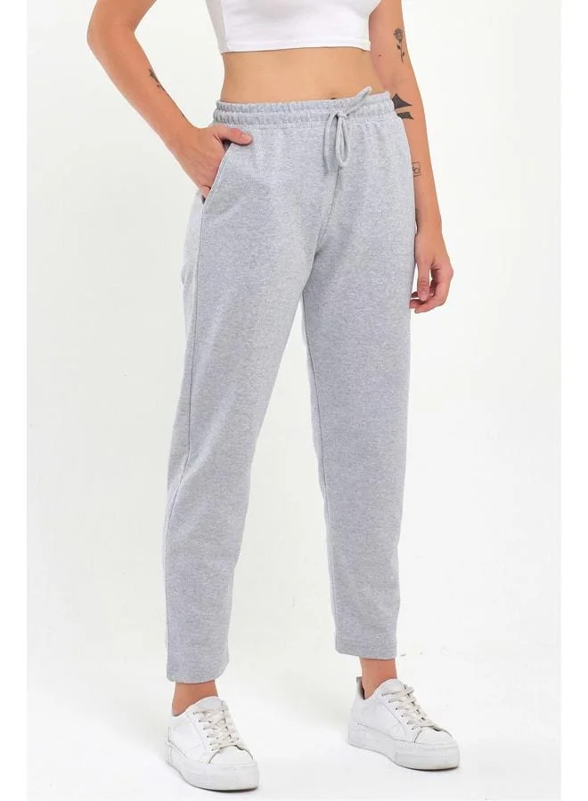 Mmetalic Women's Gray Classic Pocketed Sweatpants.