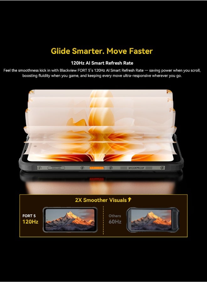 Blackview FORT 5 Smartphone 12GB+256GB Octa Core Helio G100 108MP Camera 5000mAh 33W Fast Charge Dual SIM Mobile Phone Warrior Black - Image 4
