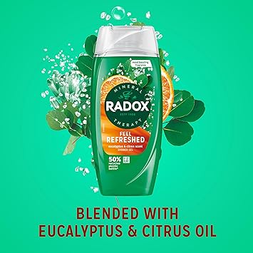 Radox Mineral Therapy Feel Refreshed Shower Gel with Eucalyptus Citrus Scent 225ml Pack of 6 - Image 3