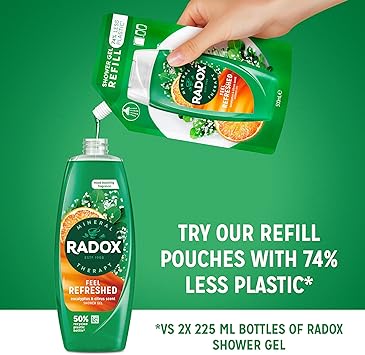 Radox Mineral Therapy Feel Refreshed Shower Gel with Eucalyptus Citrus Scent 225ml Pack of 6 - Image 5