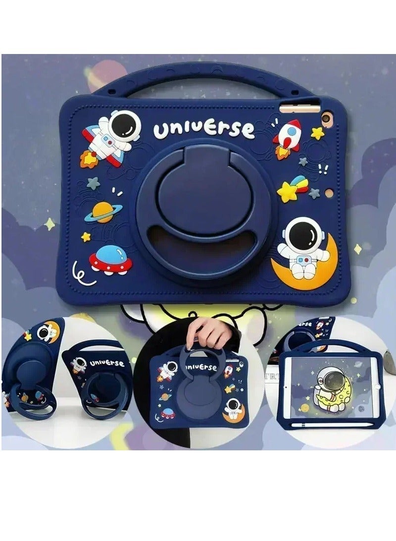 فوميمو حافظة لجهاز Xiaomi Redmi Pad SE 11 بوصة 2023، حامل بمقبض محمول، غطاء سيليكون ناعم مناسب للأطفال مع حزام كتف لجهاز Xiaomi Redmi Pad SE 11 بوصة 2023 (أزرق داكن) - Image 1