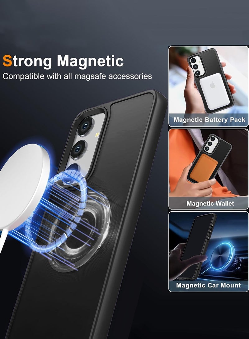 Wtech Samsung Galaxy S25 2025 Hard Silicone Hybrid Translucent Slim Stylish Magnetic Magsafe Case Cover - Black - Image 4