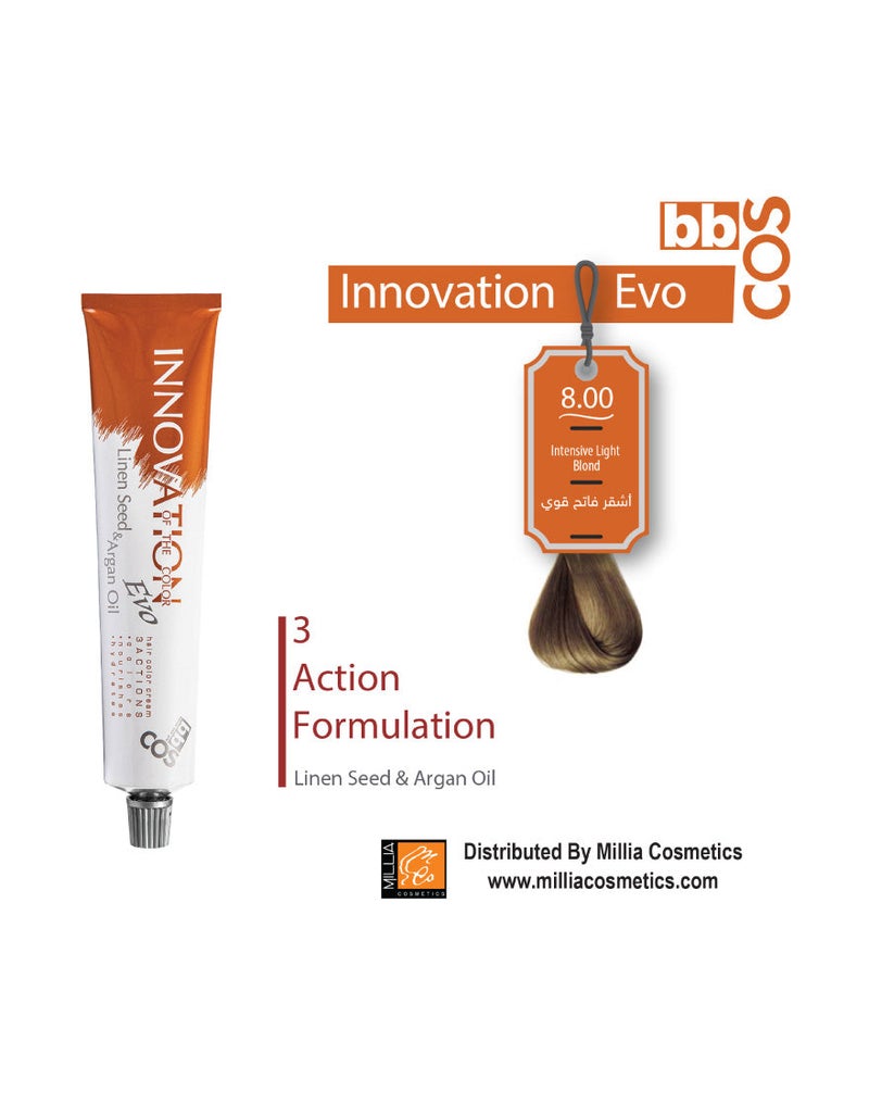 Innovation Hair Color 100ml 8.00 Permanent Hair Dye Cream Low Ammonia Professional Salon Quality 100% Grey Coverage Light Blonde Hair Colour