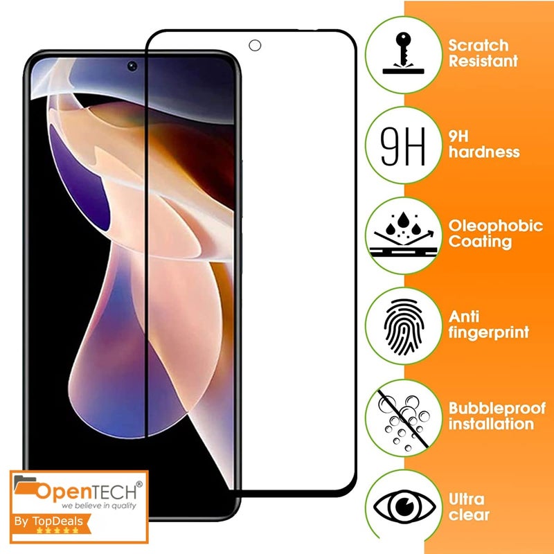 OpenTech ® Military-Grade Tempered Glass Screen Protector Compatible for Xiaomi Redmi Note 11T 5G / Poco M4 Pro 5G with Edge to Edge Coverage and Easy Installation kit - Image 2