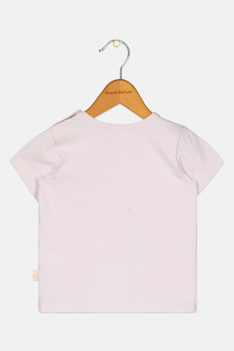 Sophie la girafe تي شيرت قصير الأكمام للبنات الصغيرات بطباعة جرافيك، لافندر - Image 2