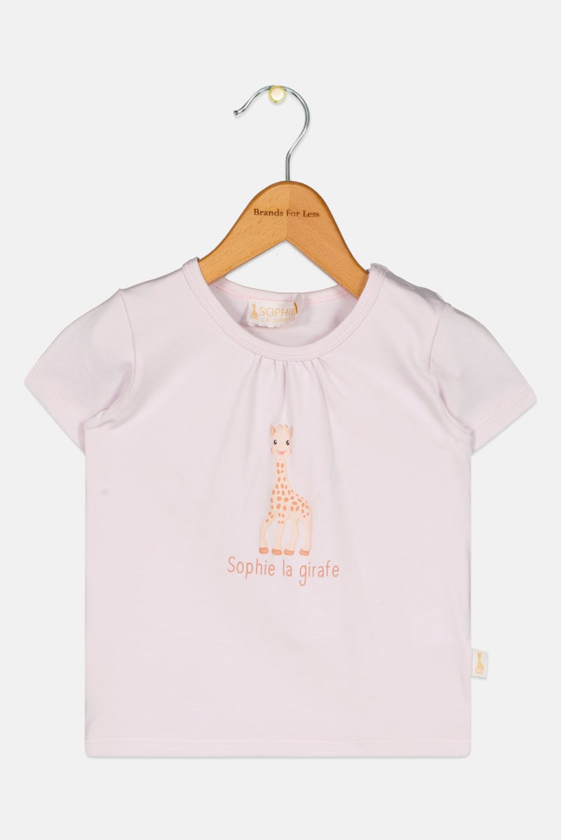 Sophie la girafe تي شيرت قصير الأكمام للبنات الصغيرات بطباعة جرافيك، لافندر - Image 1