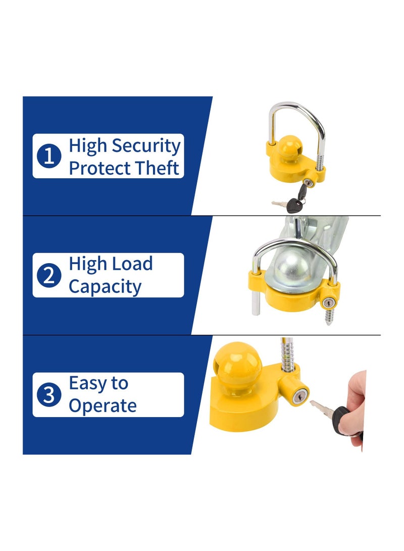Trailer Lock, Universal Lock Hitch Coupler Locking Adjustable Height with 2 Keys - Image 4
