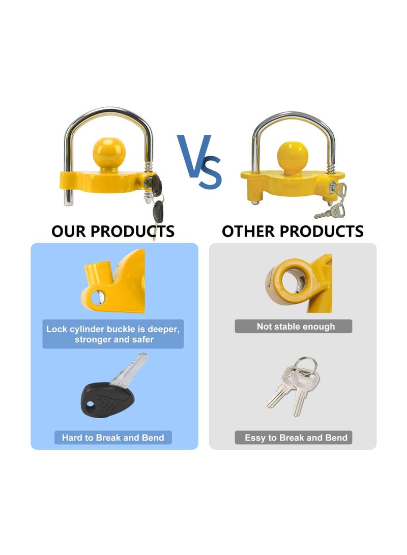 Trailer Lock, Universal Lock Hitch Coupler Locking Adjustable Height with 2 Keys - Image 3