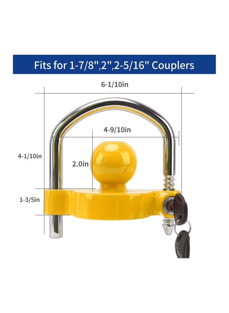 Trailer Lock, Universal Lock Hitch Coupler Locking Adjustable Height with 2 Keys - Image 2