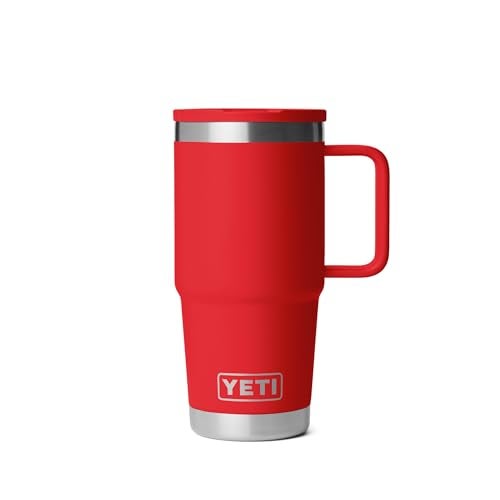 YETI Rambler 20 oz Travel Mug with Flip Straw Lid Stainless Steel Vacuum Insulated Leakproof Cup Holder Friendly Rescue Red - Image 1
