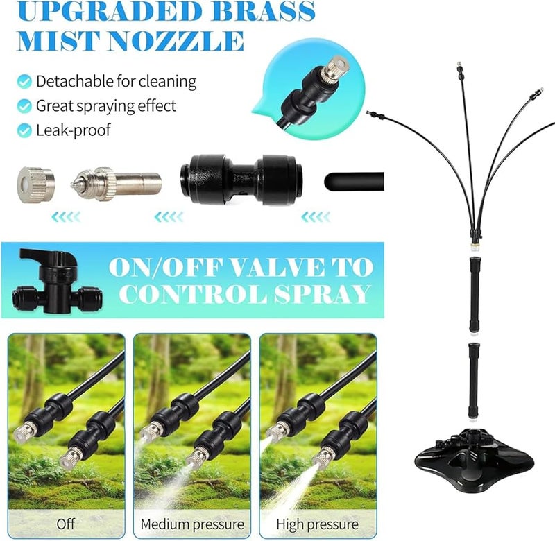 Adjustable Height Portable Misting System with 26ft Water Line for Outdoor Cooling - Image 5