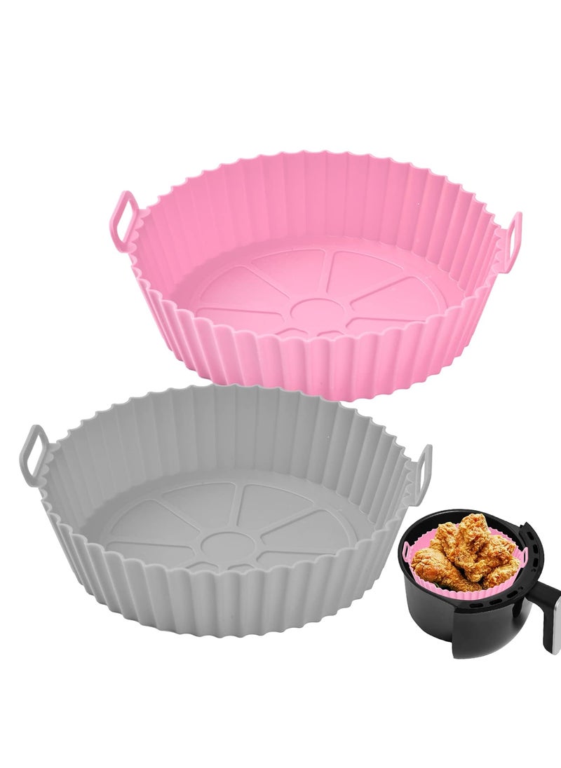 SKYJORMY SKYJORMY 2PCS Air Fryer Silicone LinersAir Fryer Silicone Basket Bowl Replacement of Flammable Parchment PaperAir fryers Silicone Pot Round for 3 to 5 QT Oven AccessoriesTop 8in Bottom 68in 