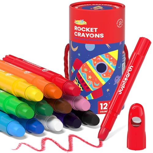 JUPITEARTH 12 Colors Twist Crayons for Toddlers 13 NonToxic Washable Crayons for Ages 48 with Storage Bucket UltraSilky and Easy to Hold Art SuppliesIdeal Christmas Gift for Boys and Girls - Image 1