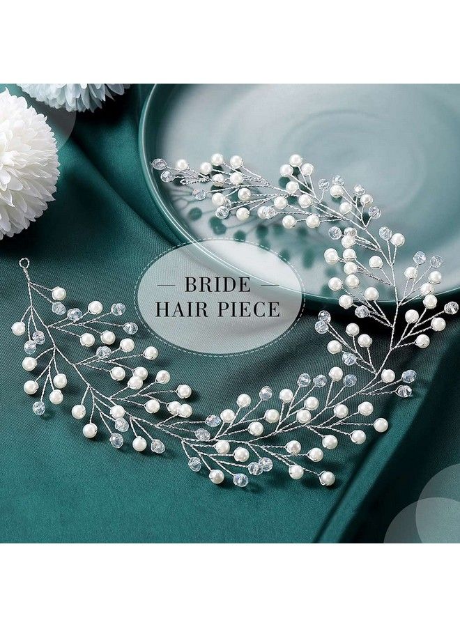Yean Babys Breath Hair Piece Wedding Hair Vine Silver Rhinestone Headband Bridal Branch Crystal Wreath Crown Bridal Flower Vine Accessories For Bride And Bridesmaid (Silver) - Image 3