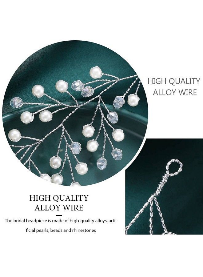 Yean Babys Breath Hair Piece Wedding Hair Vine Silver Rhinestone Headband Bridal Branch Crystal Wreath Crown Bridal Flower Vine Accessories For Bride And Bridesmaid (Silver) - Image 5