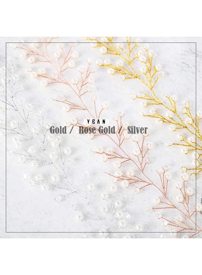 Yean Babys Breath Hair Piece Wedding Hair Vine Silver Rhinestone Headband Bridal Branch Crystal Wreath Crown Bridal Flower Vine Accessories For Bride And Bridesmaid (Silver) - Image 4