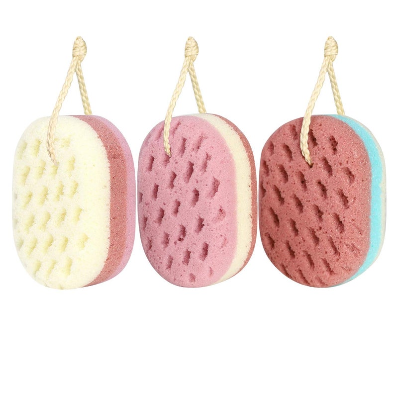 KECUCO 3 Pcs Bath Sponge for Women Men Adults Kids Sponge Loofah Body Scrubber Shower Sponge for Body Wash Bathroom Body Sponge Bathing AccessoriesSmall Sizes