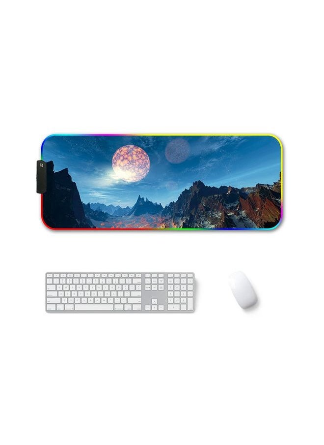 BURAQ 300x350x4mm F-01 Rubber Thermal Transfer RGB Luminous Non-Slip Mouse Pad(Snow Peak)  - Image 1