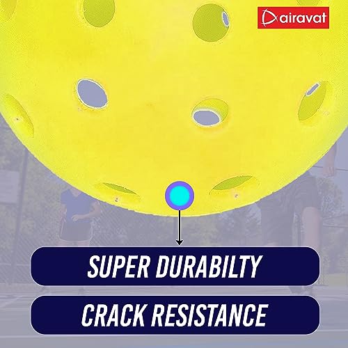 AIRAVAT Premium Outdoor Pickleball Set of 3, 40 Hole Pickleball Basic Balls, Perfectly Balanced, High Bounce True Flight, Durable, Ideal for All Skill Levels (Yellow) - Image 5