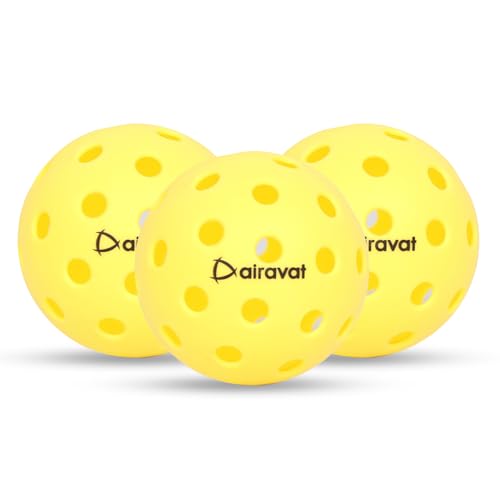 AIRAVAT Premium Outdoor Pickleball Set of 3, 40 Hole Pickleball Basic Balls, Perfectly Balanced, High Bounce True Flight, Durable, Ideal for All Skill Levels (Yellow) - Image 1