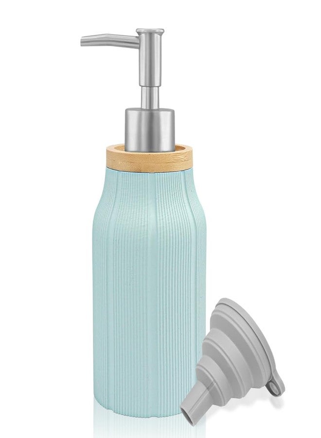 JTDTH Striped Soap Dispenser,16 Oz Hand Soap Dispenser for Bathroom & Kitchen Countertops,Soft Touch Hand Lotion Dispenser with Pump, Durable and Stylish Design,Packaging Includes Silicone Funne (Blue) - Image 1