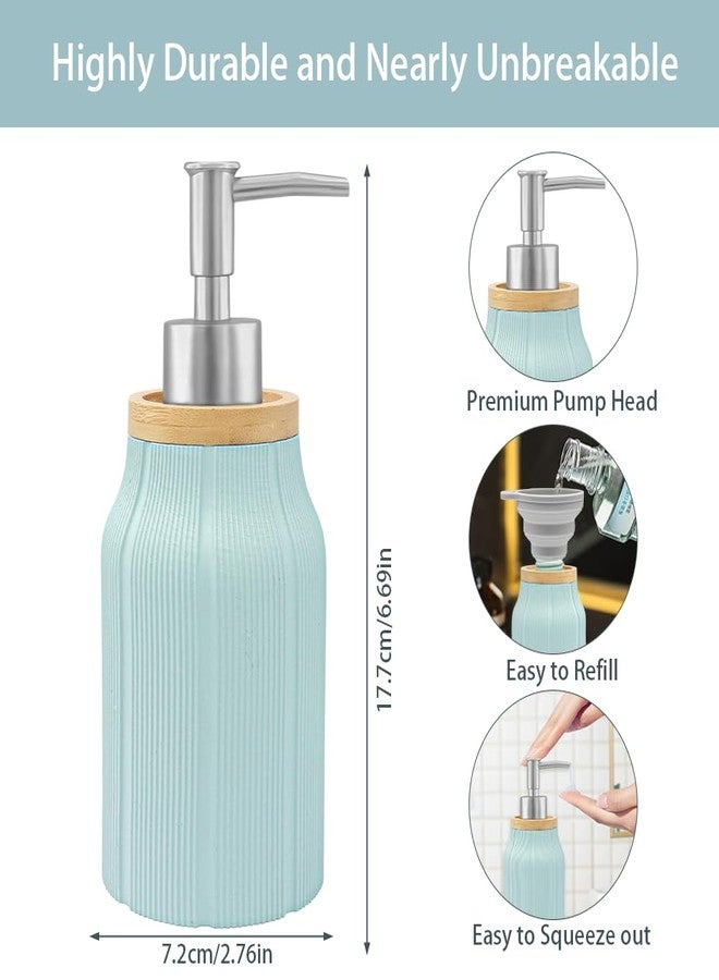 JTDTH Striped Soap Dispenser,16 Oz Hand Soap Dispenser for Bathroom & Kitchen Countertops,Soft Touch Hand Lotion Dispenser with Pump, Durable and Stylish Design,Packaging Includes Silicone Funne (Blue) - Image 3
