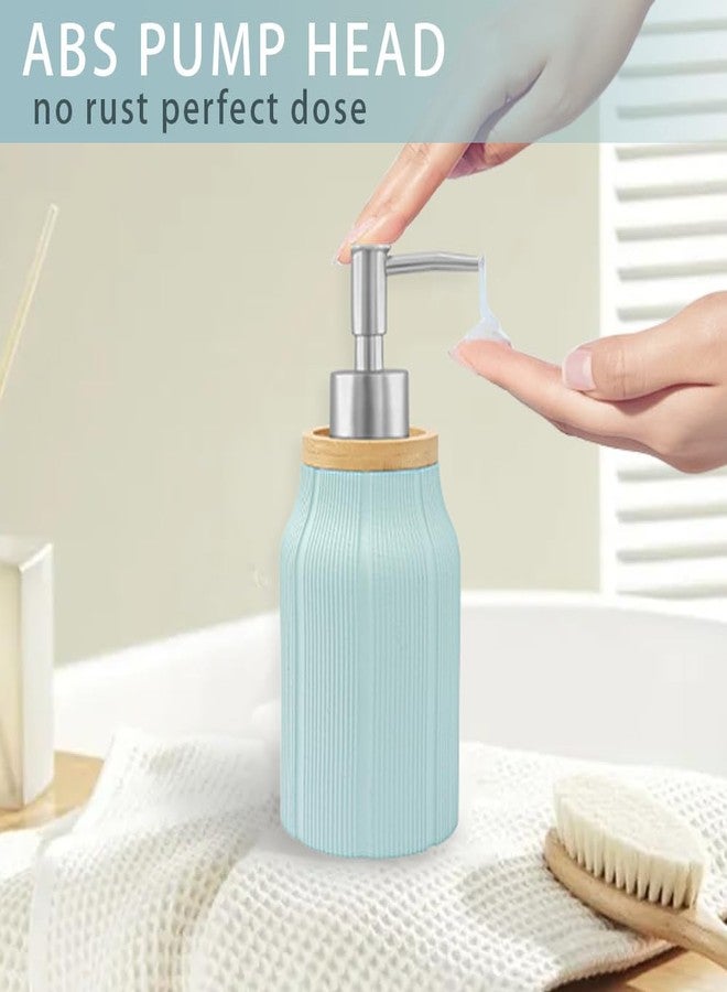 JTDTH Striped Soap Dispenser,16 Oz Hand Soap Dispenser for Bathroom & Kitchen Countertops,Soft Touch Hand Lotion Dispenser with Pump, Durable and Stylish Design,Packaging Includes Silicone Funne (Blue) - Image 5