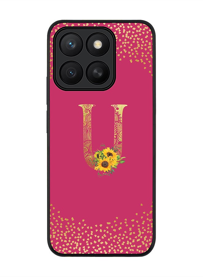 Stylizedd For Honor X8c Case,Slim fit Camera Protection, Shockproof Thin Phone cover  - Custom Floral Monogram - U ( Deep Pink )