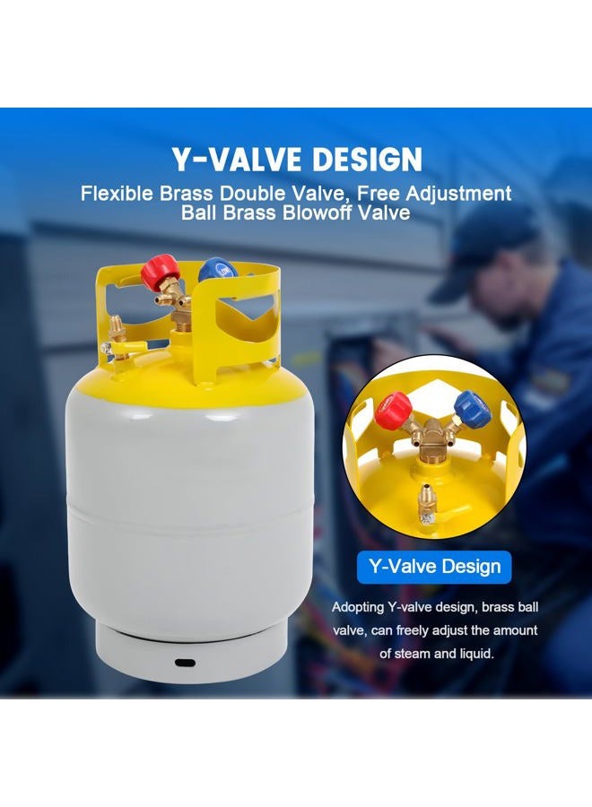 FAHKNS 30 LB Refrigerant Recovery Tank HVAC Freon Refrigerant Cylinder Tank can for R12, R22, R134A, R410A etc Refrigerant with 1/4 SAE Y-Valve Liquid/Vapor Reclaim Tank Reusable - Image 5