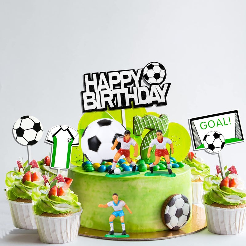 BANBALLON Soccer Ball Cake Topper Decorations For Theme Party, Football Player, Men, Boy, Birthday, Sport Supplies, 14 PCS - Image 5