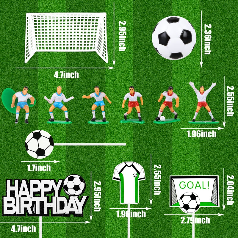 BANBALLON Soccer Ball Cake Topper Decorations For Theme Party, Football Player, Men, Boy, Birthday, Sport Supplies, 14 PCS - Image 3