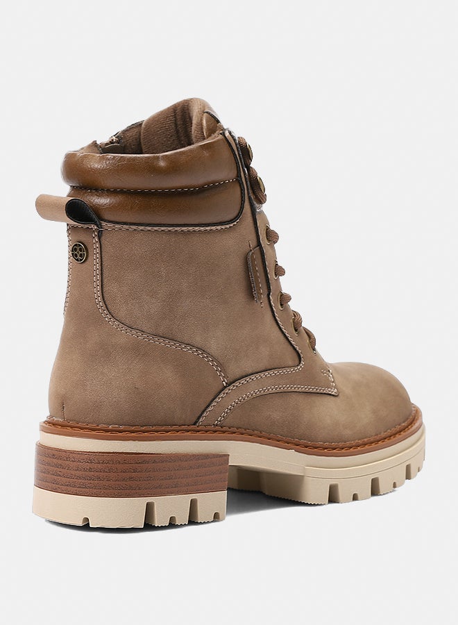 Dejavu Shoes GER-DVTX-019 Speciality Boots With Lace And Zipper Closure - Beige  For Women - Image 3
