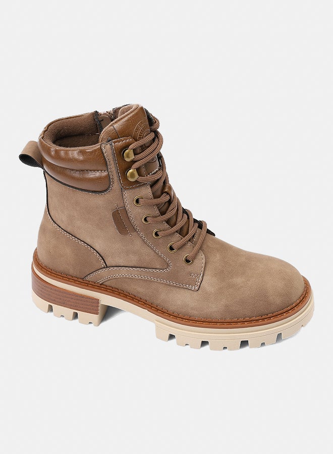 Dejavu Shoes GER-DVTX-019 Speciality Boots With Lace And Zipper Closure - Beige  For Women - Image 1