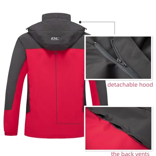 Diamond Candy Men Casual Hooded Rain Jacket-Diamond Candy lightweight Waterproof Softshell Raincoat Outdoor Sportswear Red XX-Large - Image 3
