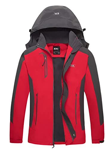 Diamond Candy Men Casual Hooded Rain Jacket-Diamond Candy lightweight Waterproof Softshell Raincoat Outdoor Sportswear Red XX-Large - Image 2